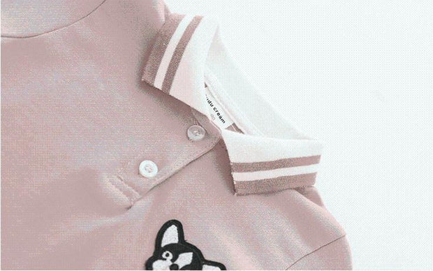 Embroidered Puppy Patch Polo Dress