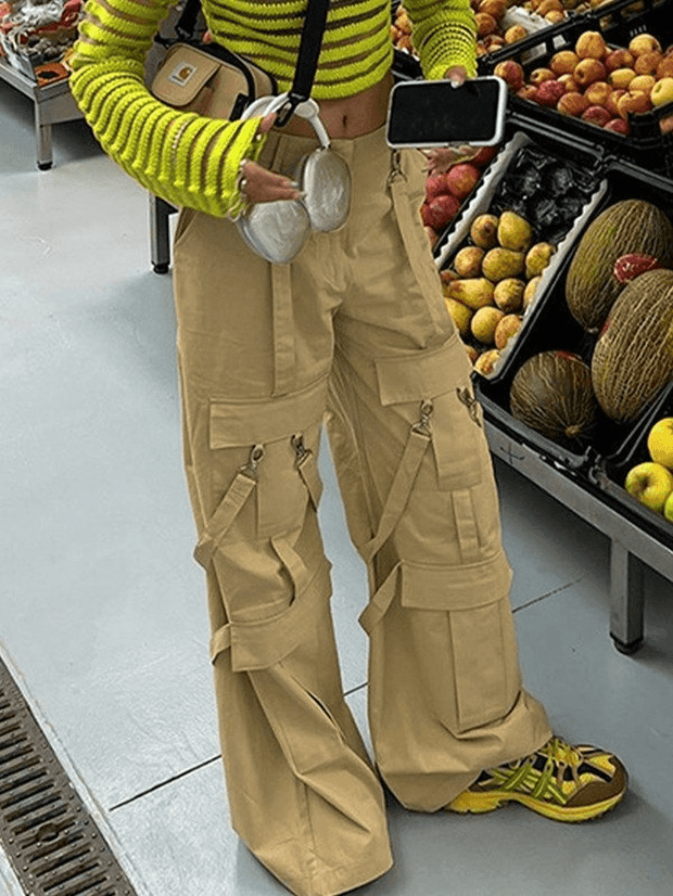 Detachable Strap Baggy Cargo Pants - MomyMall