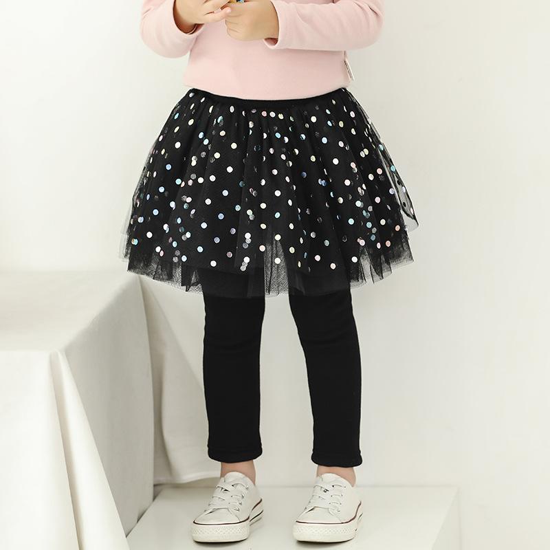 Rainbow Polka Dots Tutu Plush Skirt Leggings - MomyMall