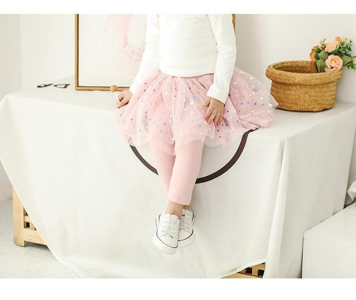 Rainbow Polka Dots Tutu Plush Skirt Leggings - MomyMall