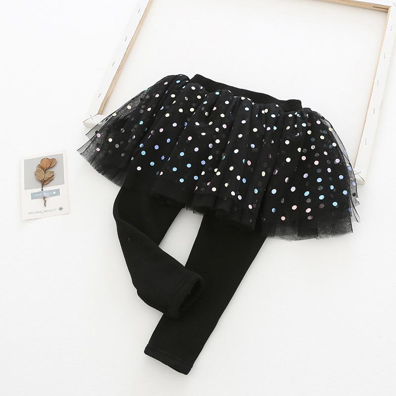 Rainbow Polka Dots Tutu Plush Skirt Leggings - MomyMall Black / 18-24 Months