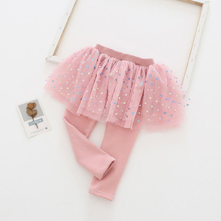 Rainbow Polka Dots Tutu Plush Skirt Leggings - MomyMall Pink / 18-24 Months