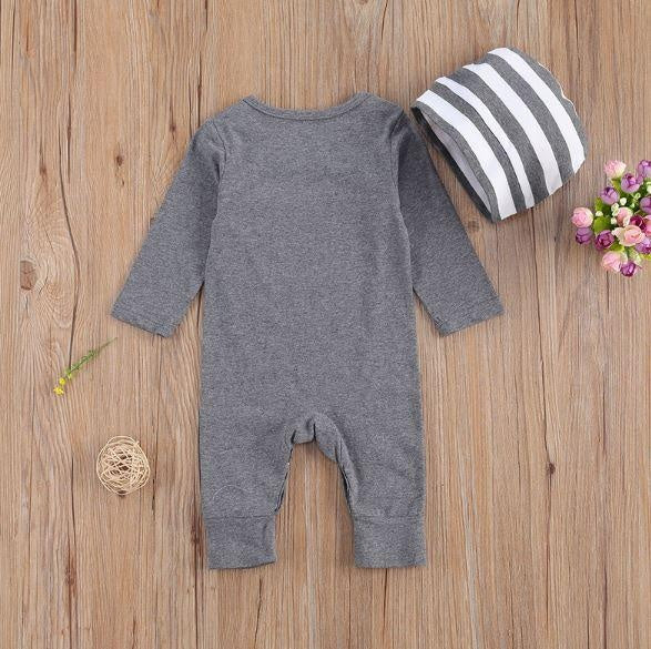 Little Brother Romper with Striped Hat (3 Colors) - MomyMall