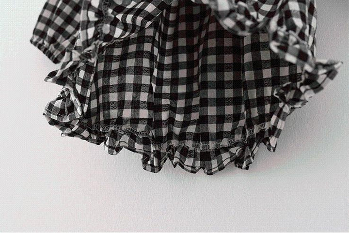 Donice Plaid Ruffle Dress Top