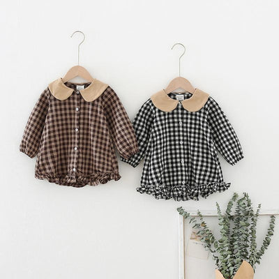 Donice Plaid Ruffle Dress Top