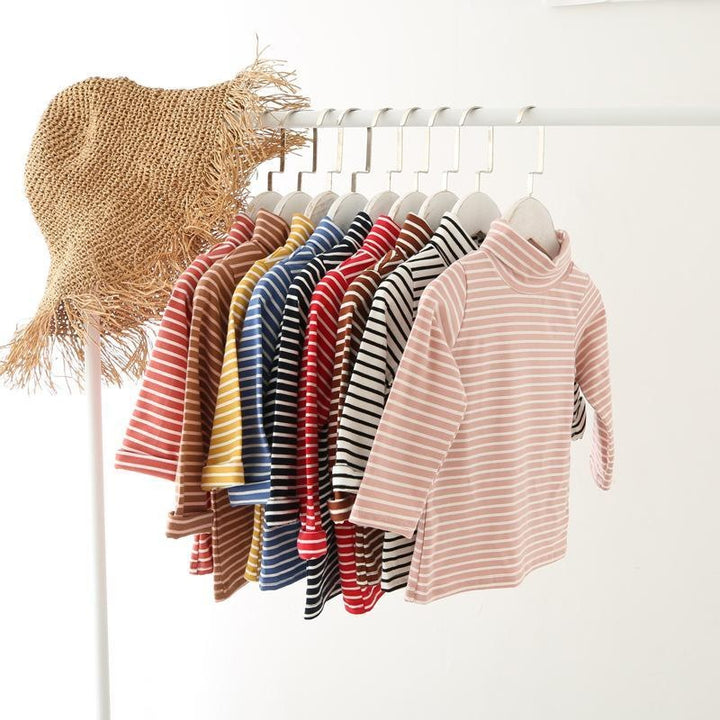 Donna Colored Stripes Turtleneck Top - MomyMall