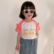 Doris Cartoon Printed Ruffled Sleeve Tee