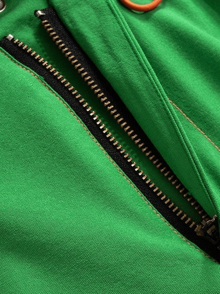 Drawstring Green Straight Leg Pants