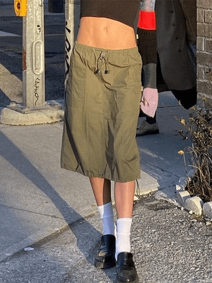 Drawstring Mid Y2K Cargo Skirt