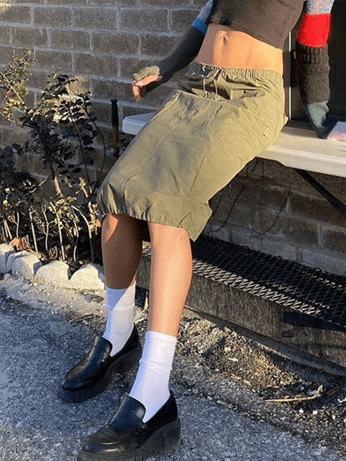 Drawstring Mid Y2K Cargo Skirt