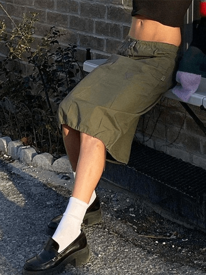 Drawstring Mid Y2K Cargo Skirt