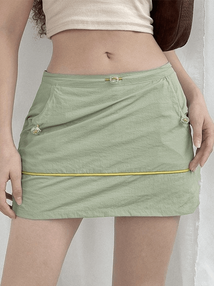 Drawstring Ultra Cargo Mini Skirt