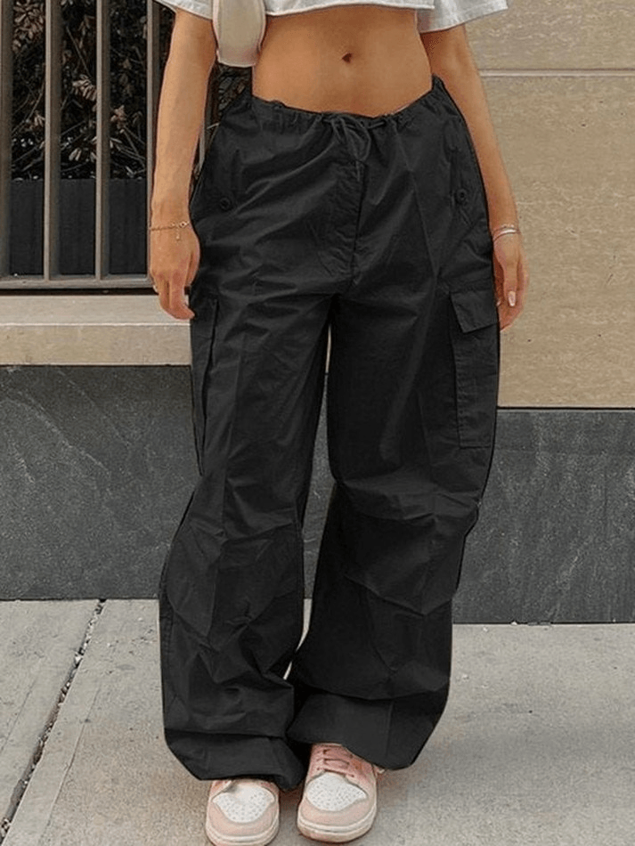 Drawstring Y2K Baggy Cargo Pants - MomyMall