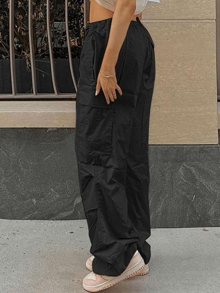 Drawstring Y2K Baggy Cargo Pants - MomyMall