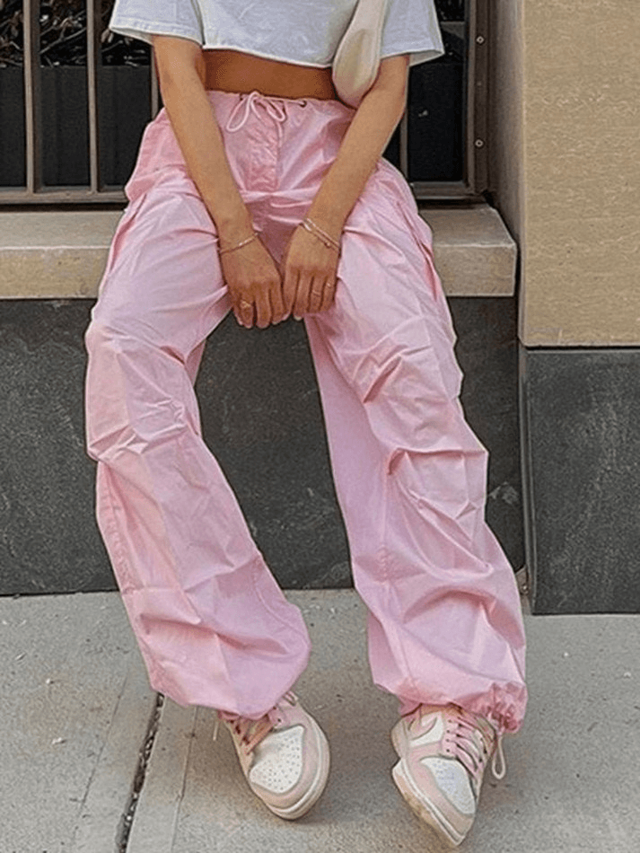 Drawstring Y2K Baggy Cargo Pants - MomyMall