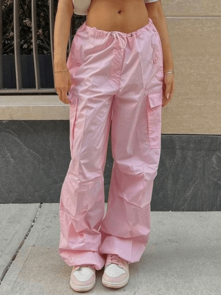 Drawstring Y2K Baggy Cargo Pants - MomyMall