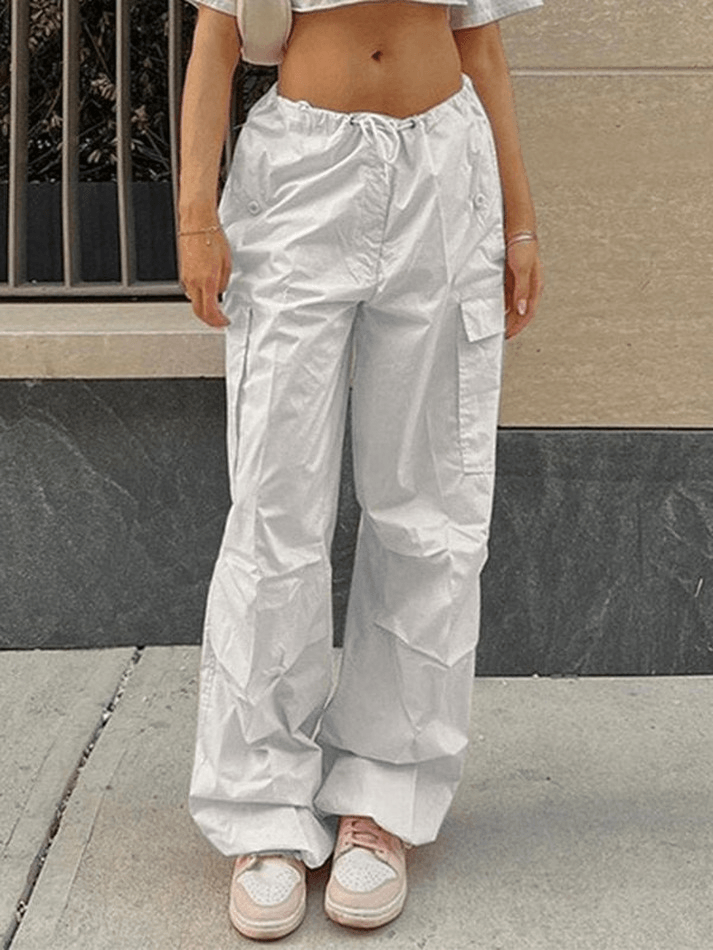 Drawstring Y2K Baggy Cargo Pants - MomyMall