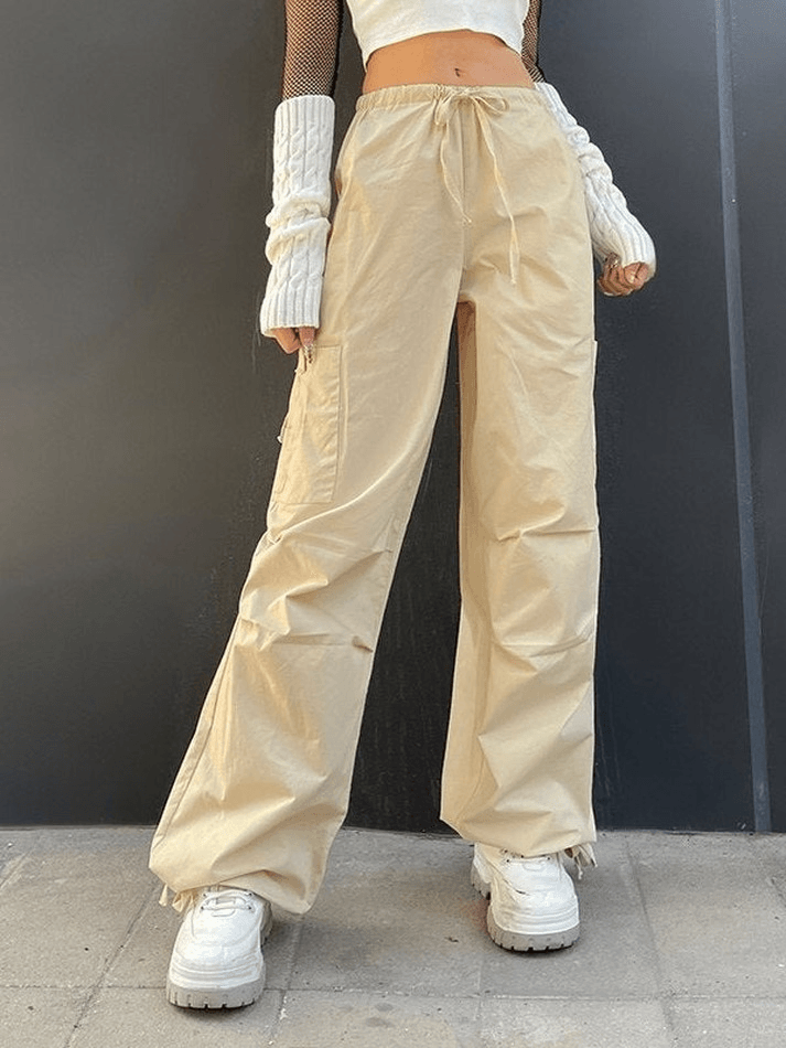 Drawstring Y2K Straight-Leg Pants