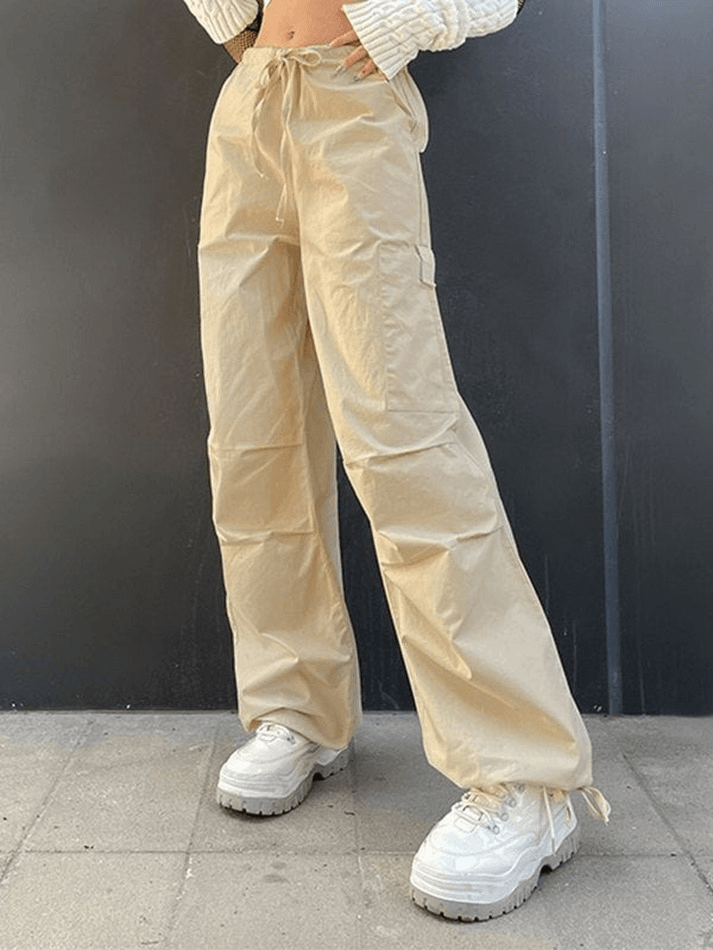 Pantalon droit Y2K à cordon de serrage