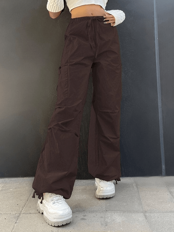 Pantalon droit Y2K à cordon de serrage