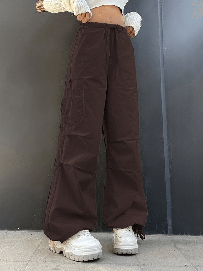 Pantalon droit Y2K à cordon de serrage