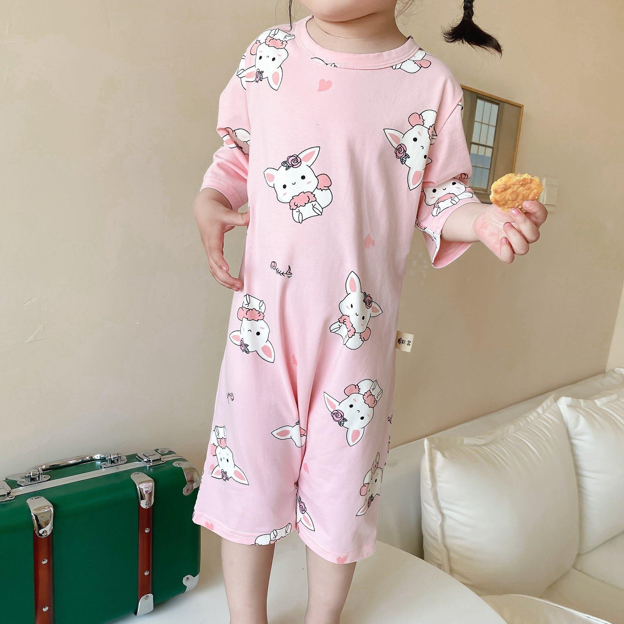 Dream Kids Summer Mid Romper - MomyMall 18-24 Months / Pink Bunny