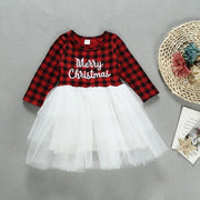 Kids Girls Christmas Dress Casual Long Sleeve Plaid Patchwork Dress - MomyMall