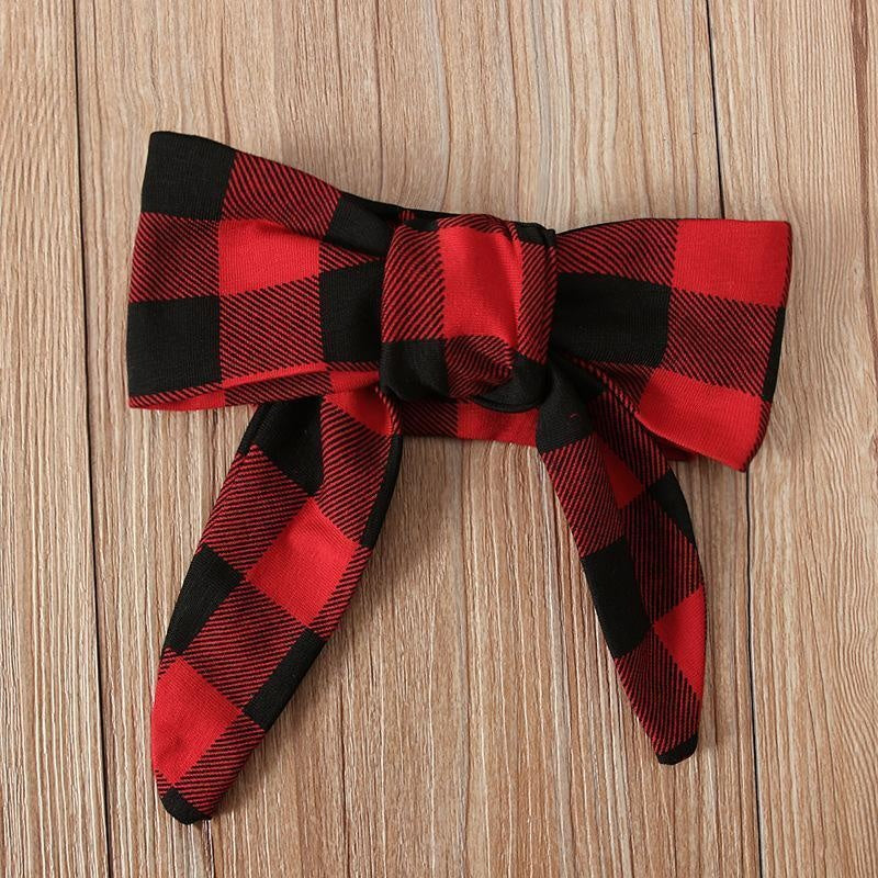 2PCS Lovely Baby Plaid Printed Long Sleeve Jumpsuit - MomyMall