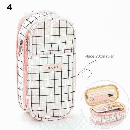 Pink & White Pencil Case - MomyMall 7” x 3.5”