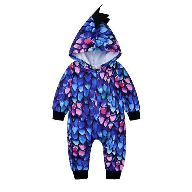 Cool Dinosaur Style Printed Hoodie Baby Jumpsuit - MomyMall