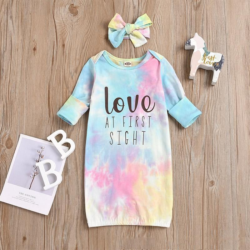 2PCS Love At First Tie-dyed Printed NewBorn Baby Sleeping Bag - MomyMall Blue / 0-3 Months