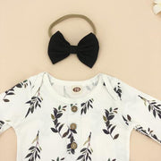 Lovely Baby NewBorn Leaves Printed Pajamas With Hat - MomyMall