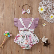 3PCS Lovely Solid Floral Printed Baby Set - MomyMall