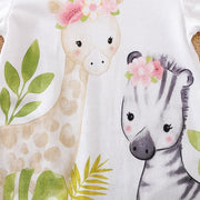 Sweet Giraffe And Zebra Printed Baby Jumpsuit - MomyMall