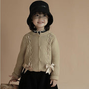 Ella Bow Knitted Cardigan - MomyMall Khaki / 12-18 Months