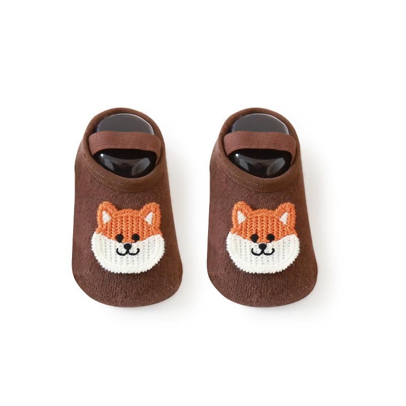 Embroidered Animal Patch Non-Slip Socks