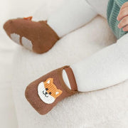 Embroidered Animal Patch Non-Slip Socks