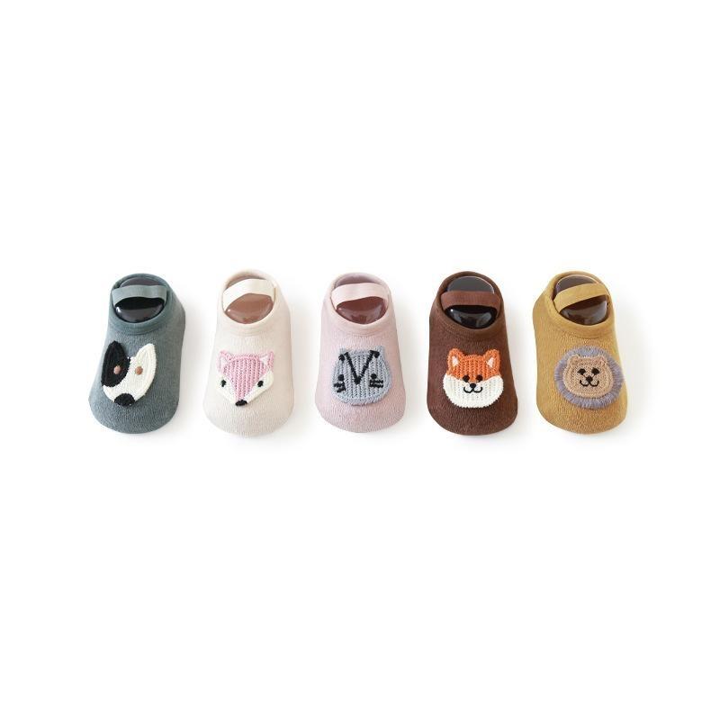 Embroidered Animal Patch Non-Slip Socks