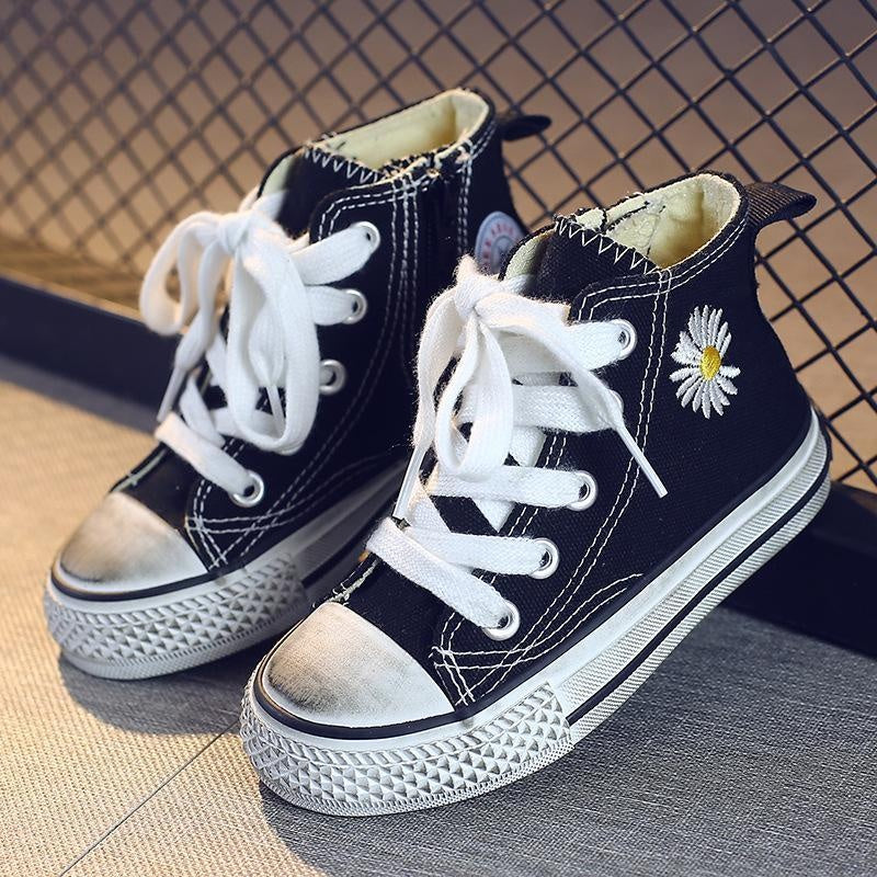 Embroidered Daisy High Top Sneakers