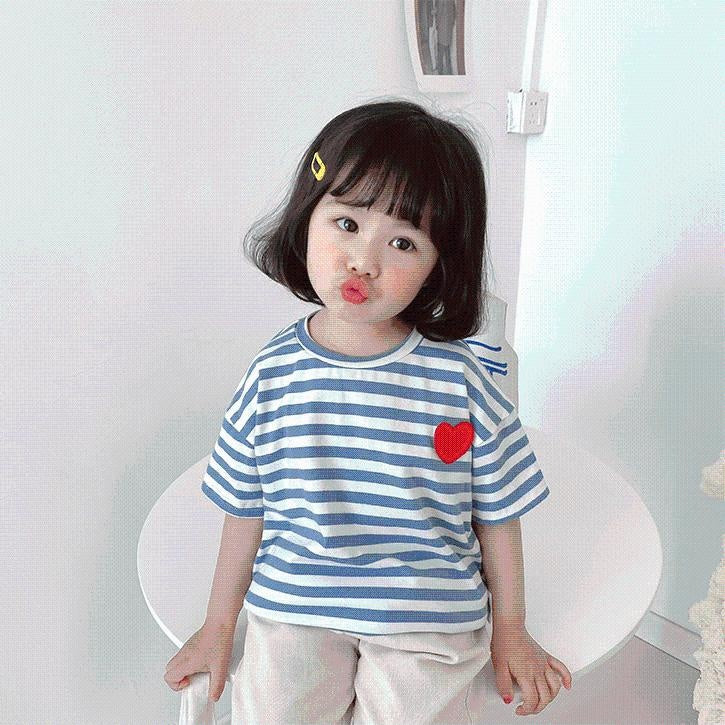 Mini Heart Striped Sailor Tee