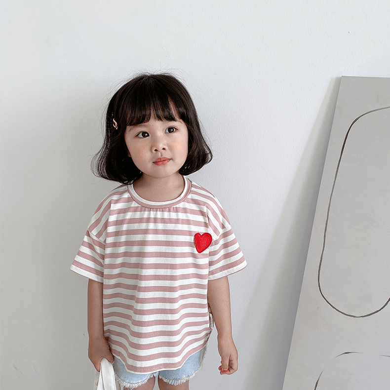 Mini Heart Striped Sailor Tee