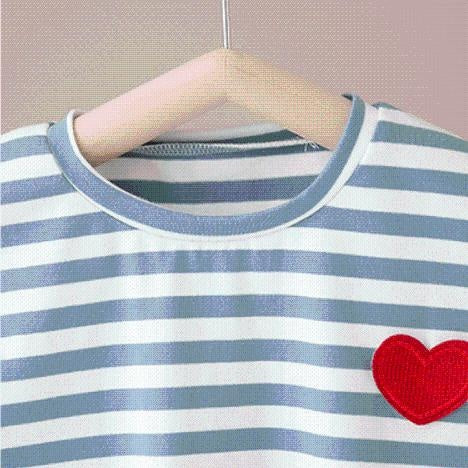 Mini Heart Striped Sailor Tee