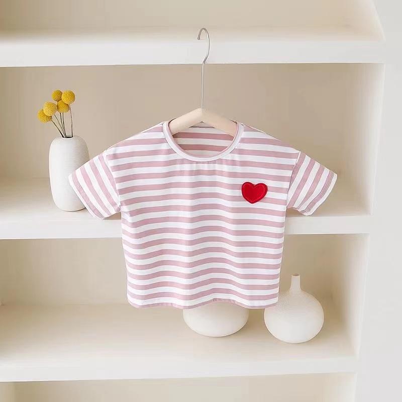 Mini Heart Striped Sailor Tee