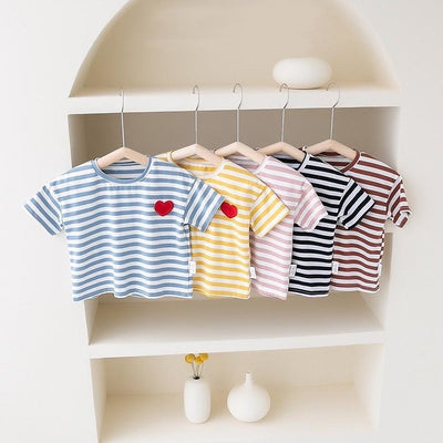 Mini Heart Striped Sailor Tee