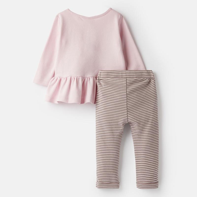 Embroidered Pink Horses Long Sleeve Set - MomyMall