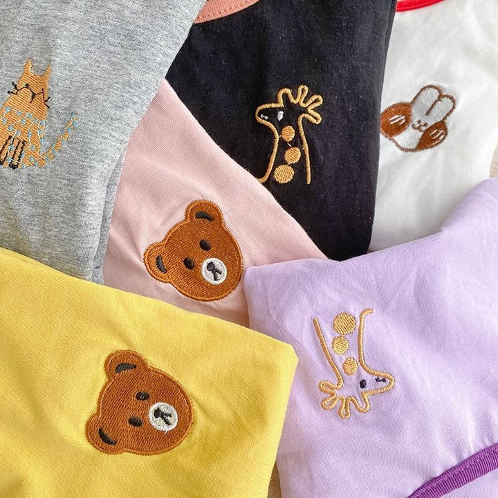 Embroidered Patch Tiny Animal Summer Tee - MomyMall