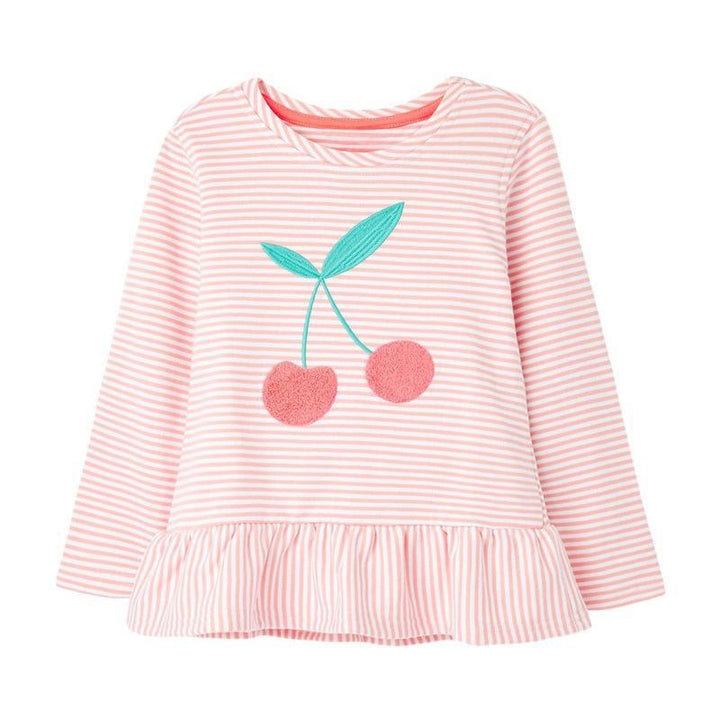 Embroidered Cherry Patch Long Sleeves Top - MomyMall 2-3 Years