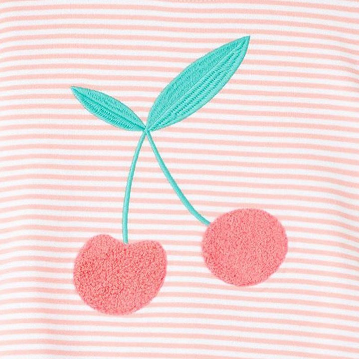 Embroidered Cherry Patch Long Sleeves Top - MomyMall