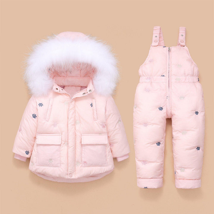 Embroidered Paws Hooded 2-Piece Snowsuit Set - MomyMall 6-18 Months / Pink