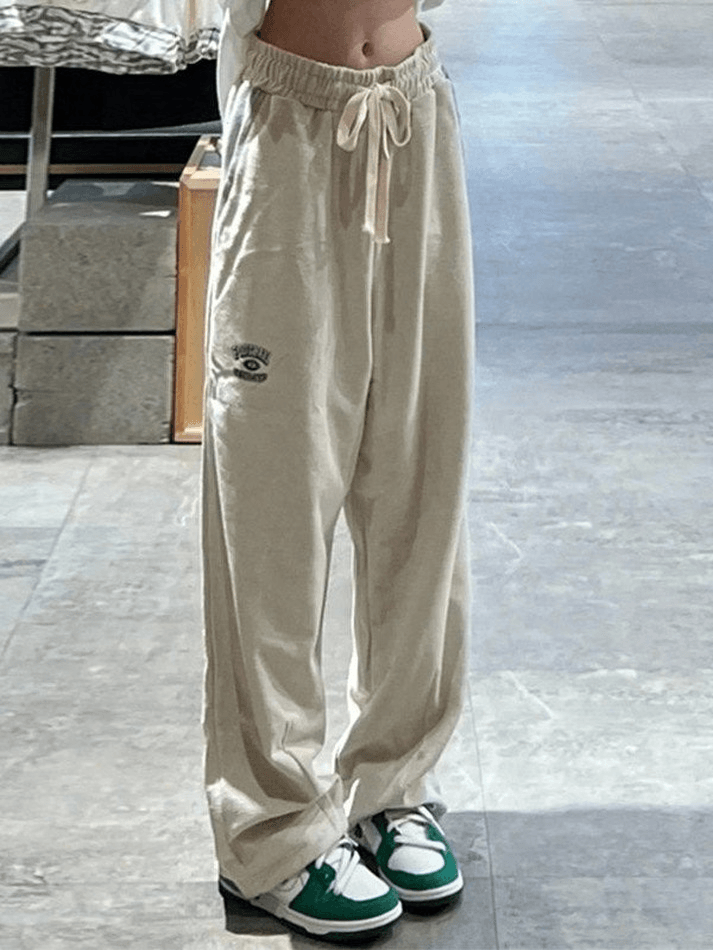 Embroidered Straight Leg Casual Jogger Pants